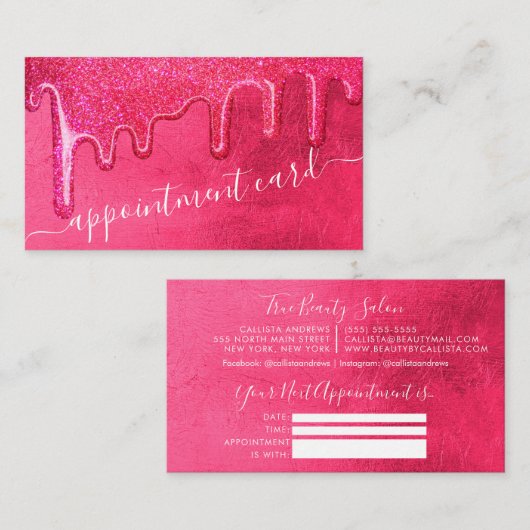 ネオンガーリーピンクシックグリッタードリップスアポイントメント 名刺 (正面/裏面)