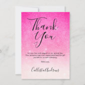 ネオンガーリーピンクホワイトグリッターグラデーション サンキューカード (正面)