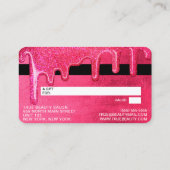 ネオンガーリーピンク厚いグリッタードリップギフトクレジット 名刺 (裏面)