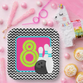 ネオンガールシェブロンボーリング誕生日紙プレート ペーパープレート (パーティー)