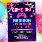 ネオンガールズビデオゲーム誕生日パーティーへの招待 招待状