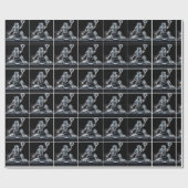 ネオンガールソフトボール捕手オンブラック ラッピングペーパー (フラット)