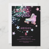 ネオンガールレッズ転がスケートで滑る誕生会 招待状 (正面)