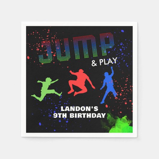 ネオンキッズトランポリンパークバースデーパーティー スタンダードカクテルナプキン (正面)