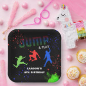 ネオンキッズトランポリンパークバースデーパーティー ペーパープレート (パーティー)