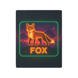 ネオンキツネ標識 メタルプリント
