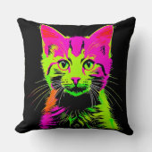 ネオンキャットポートレート クッション (正面)