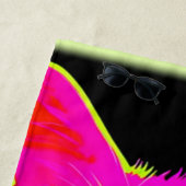 ネオンキャットポートレート ビーチタオル (インサイチュ)