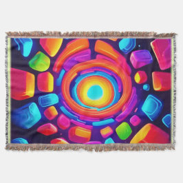 ネオンキューブボルテックスアート スローブランケット