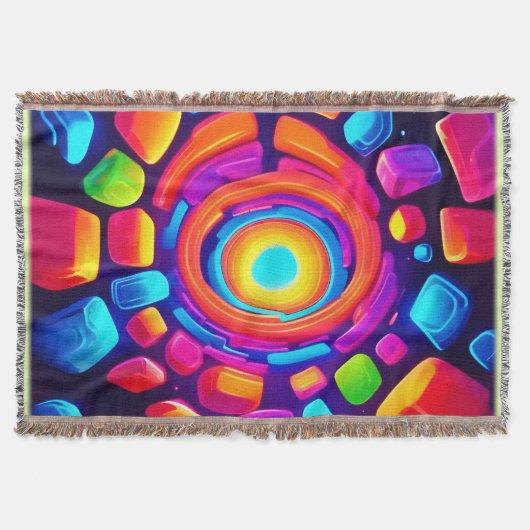 ネオンキューブボルテックスアート スローブランケット (正面)