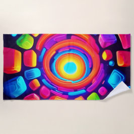 ネオンキューブボルテックスアート ビーチタオル