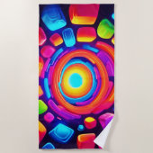 ネオンキューブボルテックスアート ビーチタオル (正面)