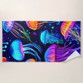 ネオンクラゲ ビーチタオル (正面)