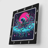 ネオンクラーケンタコアビス スクエア壁時計 (傾斜)