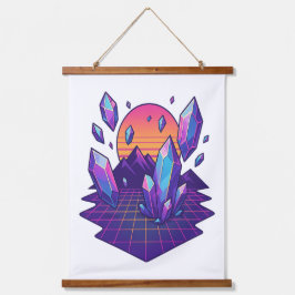 ネオンクリスタルスケープ – 80sベーパージェムビベス 吊り下げ型タペストリー