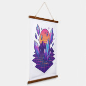 ネオンクリスタルスケープ – 80sベーパージェムビベス 吊り下げ型タペストリー (傾斜あり)