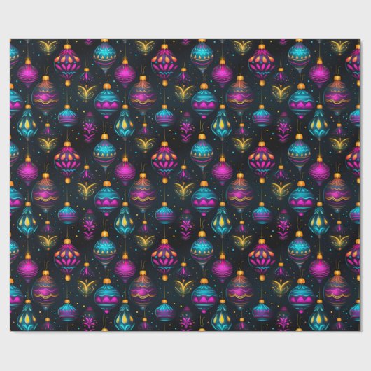 ネオンクリスマスオーナメント ラッピングペーパー (フラット)