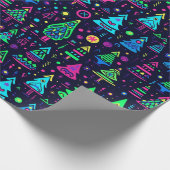 ネオンクリスマスツリーのパターン ラッピングペーパー (角)