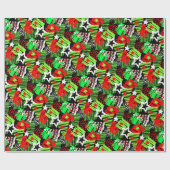 ネオンクリスマスツリーパターンラッピング紙 ラッピングペーパー (フラット)