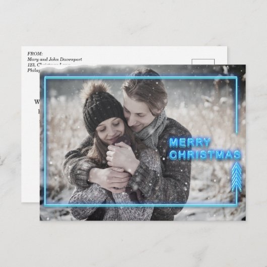 ネオンクリスマスブルーの写真 シーズンポストカード (正面/裏面)