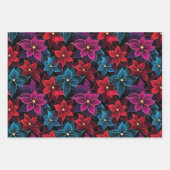 ネオンクリスマスポインセチア ラッピングペーパーシート (正面2)