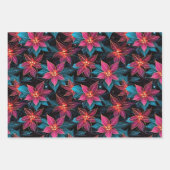 ネオンクリスマスポインセチア ラッピングペーパーシート (正面)