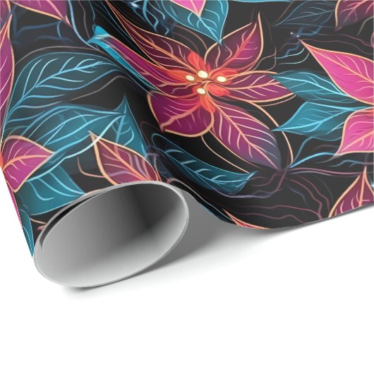 ネオンクリスマスポインセチア ラッピングペーパー (ロールコーナー)