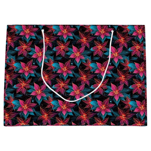 ネオンクリスマスポインセチア ラージペーパーバッグ (正面)