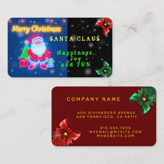 ネオンクリスマスモダンホリデーコレクション 名刺 (正面/裏面)