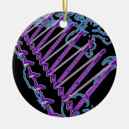 ネオンクレーンオペレータークレーン北アメリカ地図ネオン セラミックオーナメント (正面)