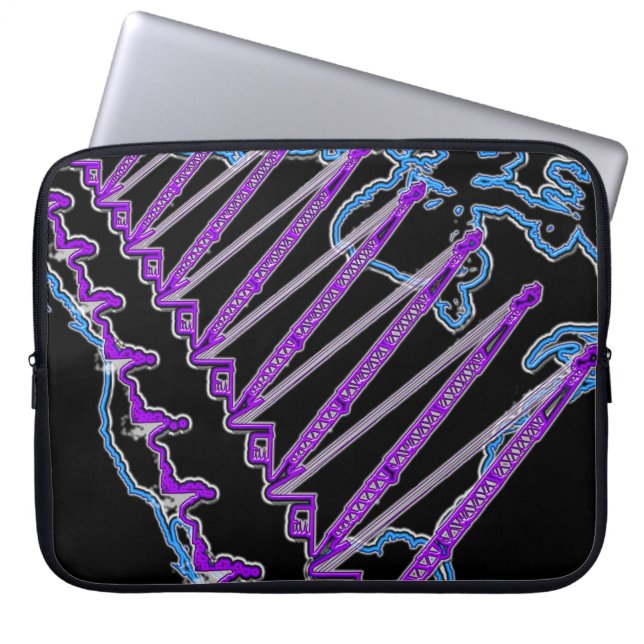 ネオンクレーンオペレータークレーン北アメリカ地図ネオン ラップトップスリーブ (正面)