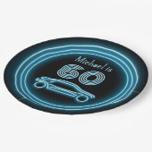 ネオンクーペのレースカー – モータースポーツカスタムメンズ ペーパープレート (アングル)