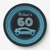 ネオンクーペのレースカー – モータースポーツカスタムメンズ ペーパープレート (正面)