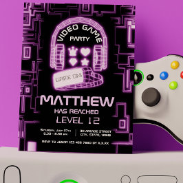 ネオンクールバーチャルリアリティキッズビデオゲーム 招待状