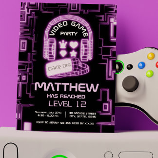 ネオンクールバーチャルリアリティキッズビデオゲーム 招待状