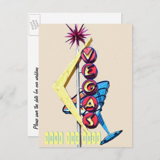 ネオンクールラスベガス結婚徴候 案内ポストカード (正面/裏面)