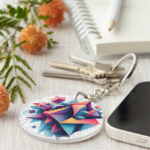 ネオングラを使った未来的な抽象芸術幾何学的な形状 キーホルダー (正面右)