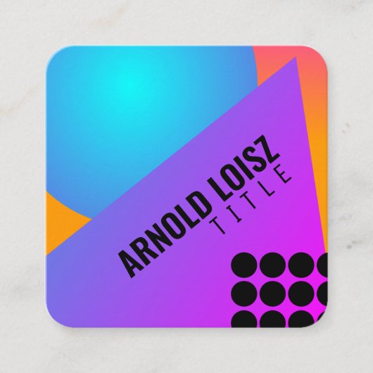 ネオングラディエント幾何形状DJクラブミュージシャン スクエア名刺 (正面)