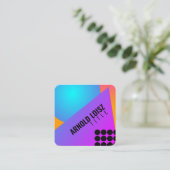 ネオングラディエント幾何形状DJクラブミュージシャン スクエア名刺 (スタンド正面)