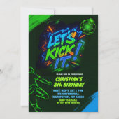 ネオングラフィティ10代の若者サッカーボール招待状 招待状 (正面)