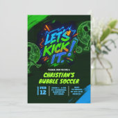 ネオングラフィティ10代の若者バブルサッカー招待状 招待状 (スタンド正面)