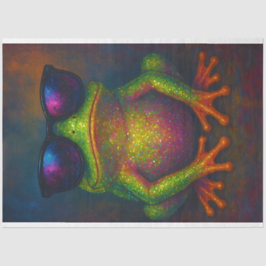 ネオングリッターカエルinシェード – デコページ紙 | 薄葉紙 (正面)