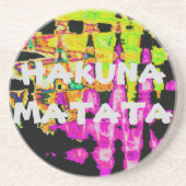 ネオングリッチアブストラクトアートポスタープリント コースター (正面)