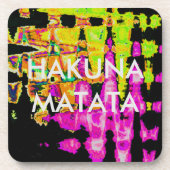 ネオングリッチ抽象芸術アートポスタープリント コースター (正面)