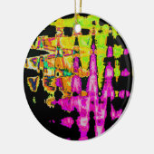 ネオングリッチ抽象芸術アートポスタープリント セラミックオーナメント (左)