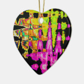 ネオングリッチ抽象芸術アートポスタープリント セラミックオーナメント (左)