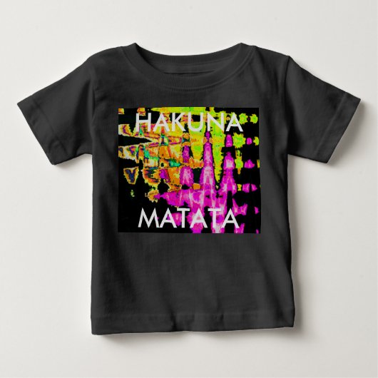 ネオングリッチ抽象芸術アートポスタープリント ベビーTシャツ (正面)