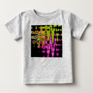 ネオングリッチ抽象芸術アートポスタープリント ベビーTシャツ