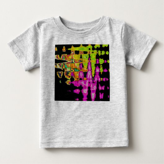ネオングリッチ抽象芸術アートポスタープリント ベビーTシャツ (正面)