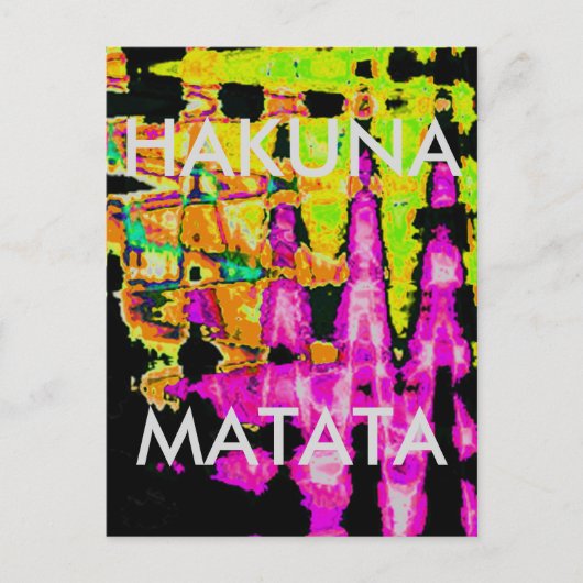 ネオングリッチ抽象芸術アートポスタープリント ポストカード (正面)